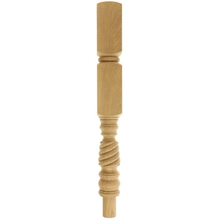 Oak Barley Twist Double Block Newel Post